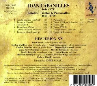 Jordi Savall, Hespèrion XX - Joan Cabanilles: Batalles, Tientos & Passacalles (1998)