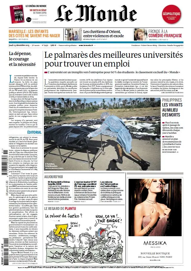 Le Monde & Suppléments du Jeudi 19 Décembre 2013