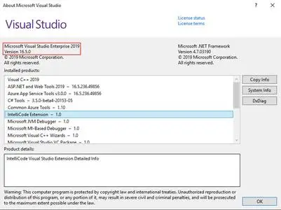 Microsoft Visual Studio Enterprise 2019 version 16.5.0