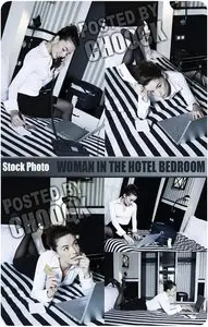 Stock Photo: Woman in the hotel bedroom