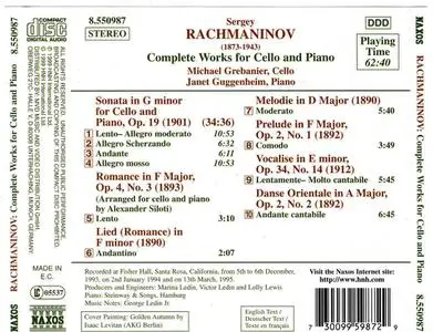 Michael Grebanier, Janet Guggenheim - Rachmaninov: Complete Works For Cello And Piano (1999)