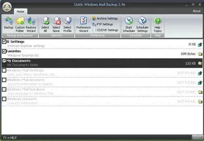 Static Windows Mail Backup 2.9e 