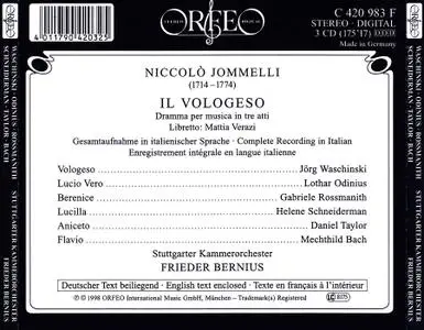 Frieder Bernius, Stuttgarter Kammerorchester - Niccolò Jommelli: Il Vologeso (1998)
