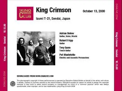 King Crimson - Izumi T-21, Sendai, Japan - October 13, 2000 (2008) {2CD DGM 16/44 Official Digital Download}