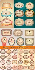 Vintage stickers and labels vector set 11