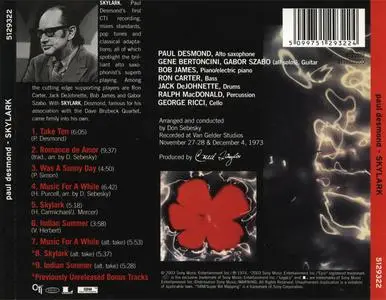 Paul Desmond - Skylark (1974) {2003 CTI/Epic Legacy}