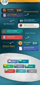 GraphicRiver 69 Flat & Modern Web Buttons