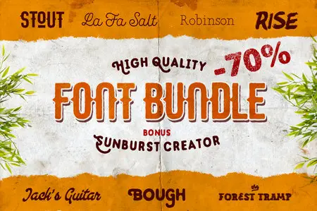 CreativeMarket - FONT BUNDLE, 7 in 1 + Bonuses