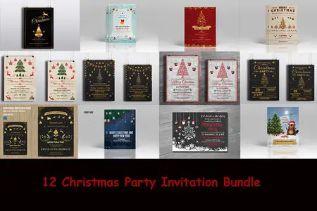 CreativeMarket - 12 Christmas Invitation flyer Bundle