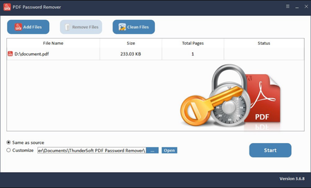 ThunderSoft PDF Password Remover 3.6.8
