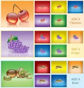 AQUA Wallpapers - Set 2 ( Cherries , Grape , Kiwi )