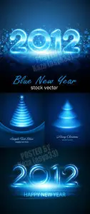 2012 blue neon New Year