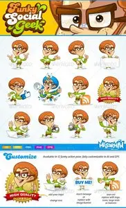 GraphicRiver Funky Social Geek mascot