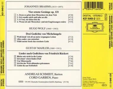 Andreas Schmidt, Cord Garben - Brahms, Wolf, Mahler: Lieder (1991)