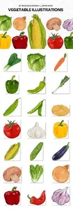 Vegetable Watercolor Illustrations Set EG7ZP69