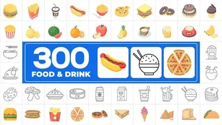 300 Icons Pack - Food & Drinks 46832714