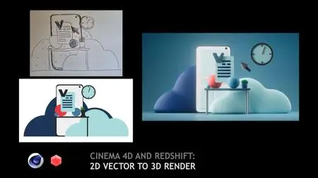 Cinema 4D and Redshift: 2D vector to 3D render