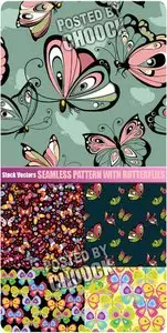 Seamless pattern with butterflies - Stock Vector