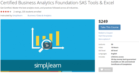 Udemy: Certified Business Analytics Foundation-SAS Tools & Excel (2015)