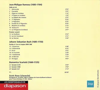 Scott Ross - Récital de 1986 à Saint-Guilhem-le-Désert: Pièces pour clavecin de Bach, Rameau, Scarlatti (2009)