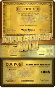 Coupon certificate gold - Stock Vectors