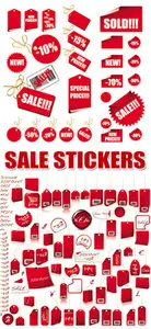 Red Sale Stickers, labels, tags Vector