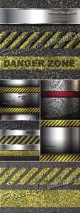 Metal Backgrounds with Warning Stripe Vector