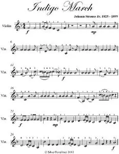 «Indigo March Easy Violin Sheet Music» by Johann Strauss Jr