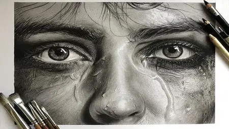Realistic Pencil Drawing: How To Drawing A Wet Portrait