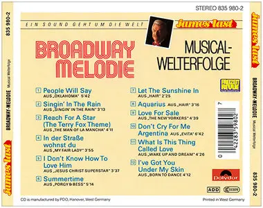 James Last - Broadway-Melodie: Musical Welterfolge (1982, later reissue, Polydor # 835 980-2)