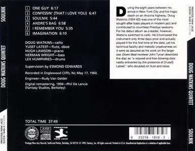 Doug Watkins Quintet - Soulnik (1960) {Prestige--New Jazz OJCCD-1848-2 rel 1994}
