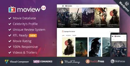 ThemeForest - Moview v2.2 - Responsive Film/Video DB & Review Theme - 14990869