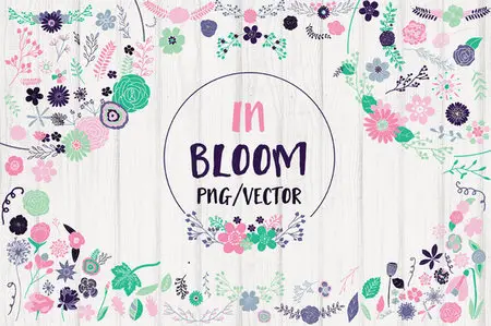 CreativeMarket - Flower Clipart & Pattern Bundle Mint