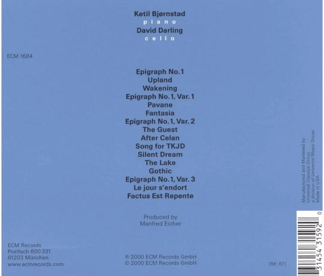 Ketil Bjornstad, David Darling - Epigraphs (2000) (Repost)