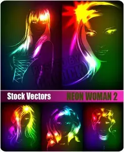 Neon woman 2 - Stock Vector