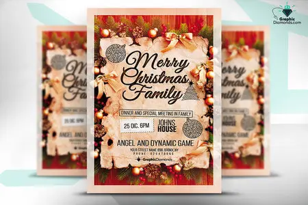 CreativeMarket - Merry Christmas Family Flyer PSD