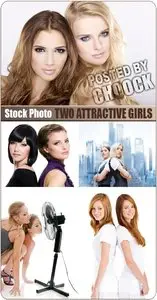 Two attractive girls - Stock Photo