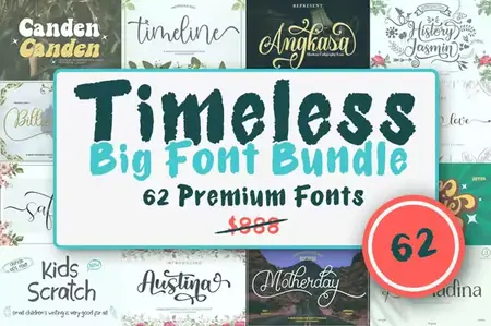 Timeless Big Font Bundle - 62 Premium Fonts