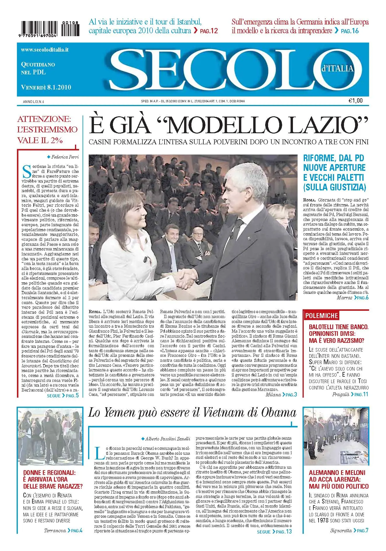 Secolo d'Italia 08.01.2010