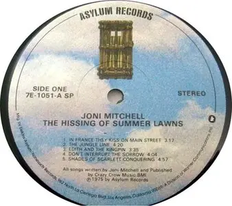 Joni Mitchell: The Hissing of Summer Lawns - Original Asylum Records LP 24/96 rip to redbook