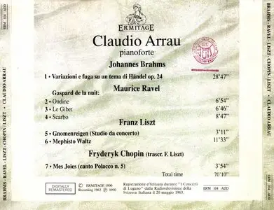 Claudio Arrau: Brahms, Ravel, Liszt, & Chopin Piano Works (1999)