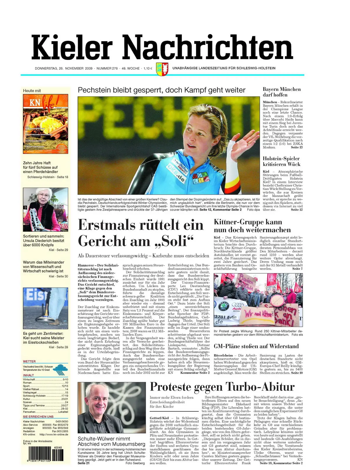 Kieler Nachrichten vom 26. November 2009