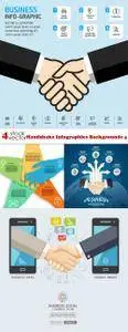 Vectors - Handshake Infographics Backgrounds 4