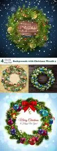 Vectors - Backgrounds with Christmas Wreath 4