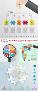 Vectors - Puzzle Infographics Backgrounds 7