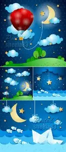 Cute Night Backgrounds Vector