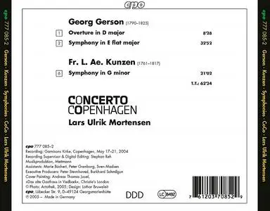 Lars Ulrik Mortensen, Concerto Copenhagen - Georg Gerson, F.L. Ae. Kunzen: Symphonies (2005)