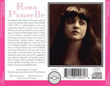 Rosa Ponselle - The Victor Recordings 1923-1925 (1994) {2CD Set Romophone 81006-2}