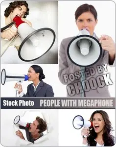 People with megaphone - Stock Photo