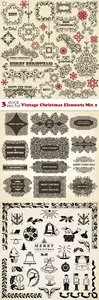 Vectors - Vintage Christmas Elements Mix 2